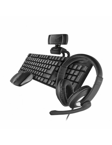Teclado Ratón Auriculares Webcam Trust Home Office bundle