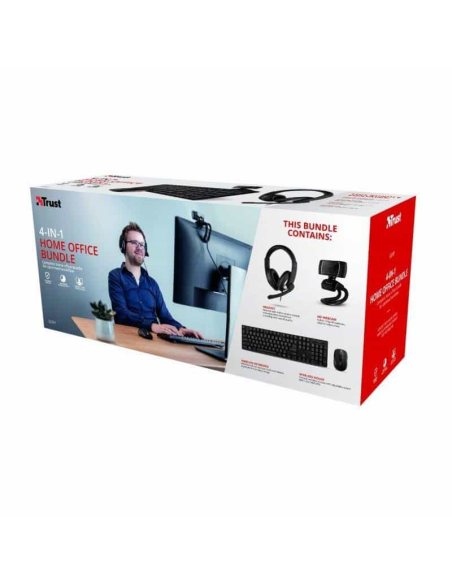 Teclado Ratón Auriculares Webcam Trust Home Office bundle