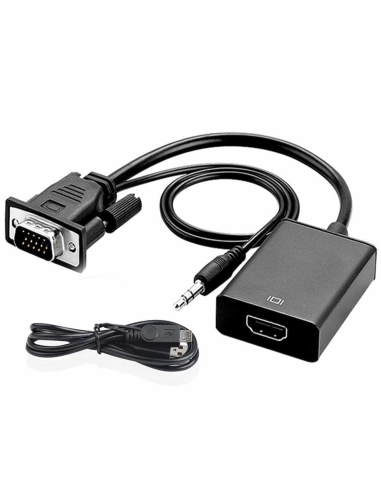Adaptador VGA a HDMI con Cable de Audio de 3,5 mm y Cable de alimentación Marca Seliacr