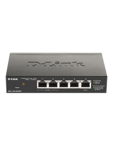 Switch D-Link DGS 1100-05PDV2 - conmutador inteligente - 5 x 10/100/1000 (2 PoE)