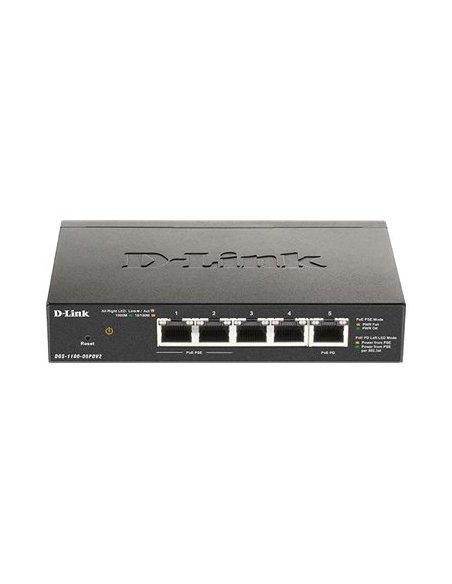 Switch D-Link DGS 1100-05PDV2 - conmutador inteligente - 5 x 10/100/1000 (2 PoE)
