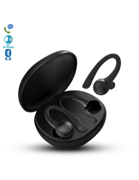 Auriculares Deportivos Bluetooth SPC Ether 2 Sense con estuche de carga/ Autonomía 8h/ Negros